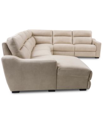 Gabrine 6-Pc. Leather Sectional with 2 Power Headrests & Chaise, Created for Macy's