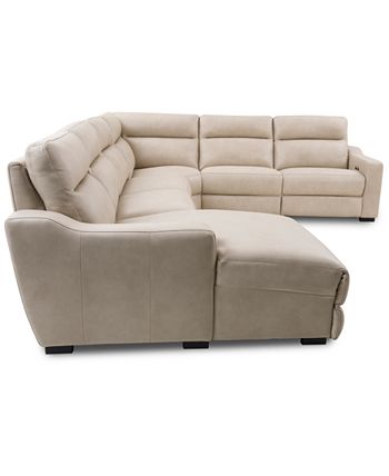 Furniture - Gabrine 6-Pc. Leather Sectional with 2 Power Headrests & Chaise