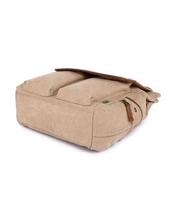 Mochila De Lona Atona TSD - Algodón 100%, Detalles De Cuero, Espaciosa Con Compartimento Para Laptop