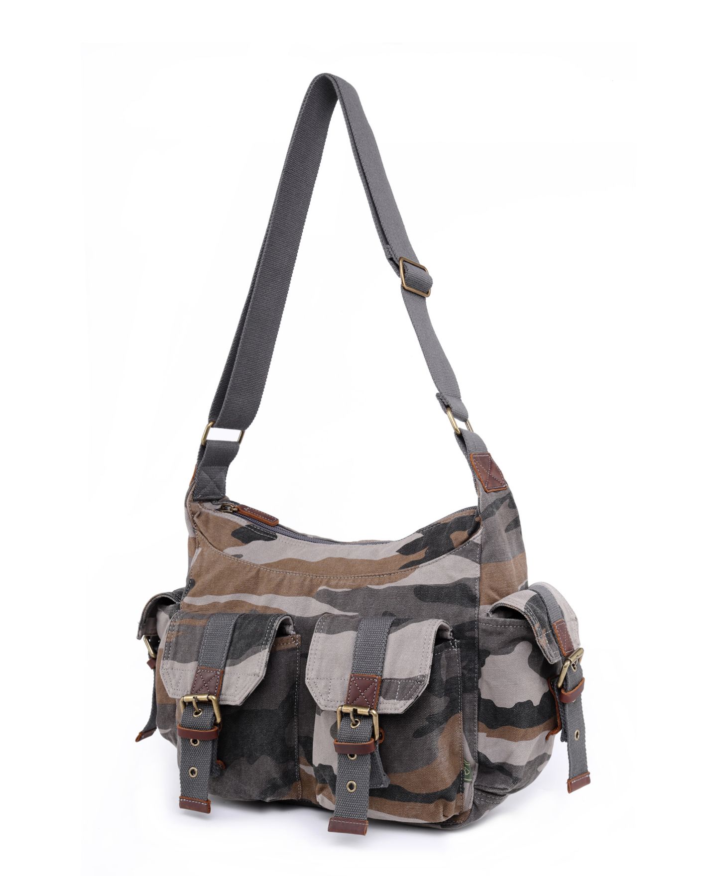 Женская сумка TSD BRAND Camo Canvas Messenger, цвет: Серый — фото 12