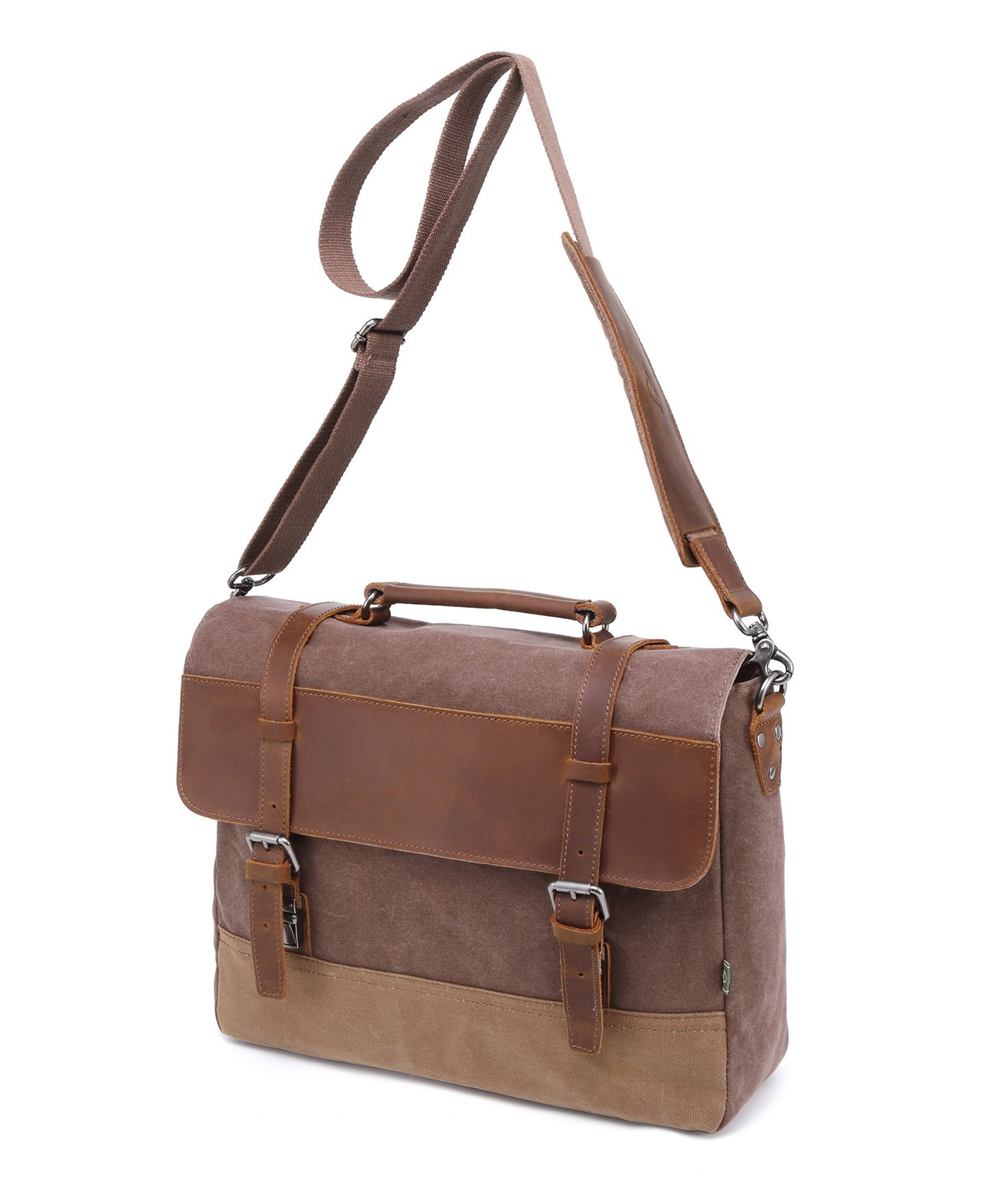 Женская сумка TSD BRAND Stone Creek Waxed Canvas Briefcase, цвет: Коричневый — фото 10