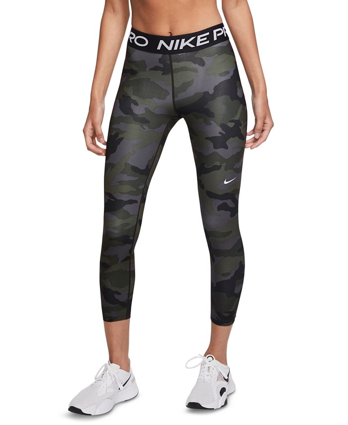 Womens Nike Pro Dri-Fit Mid Rise 7/8 All Over Print Grey Tights 