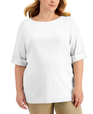 White Short Sleeve Plus Size Tops - Macy's