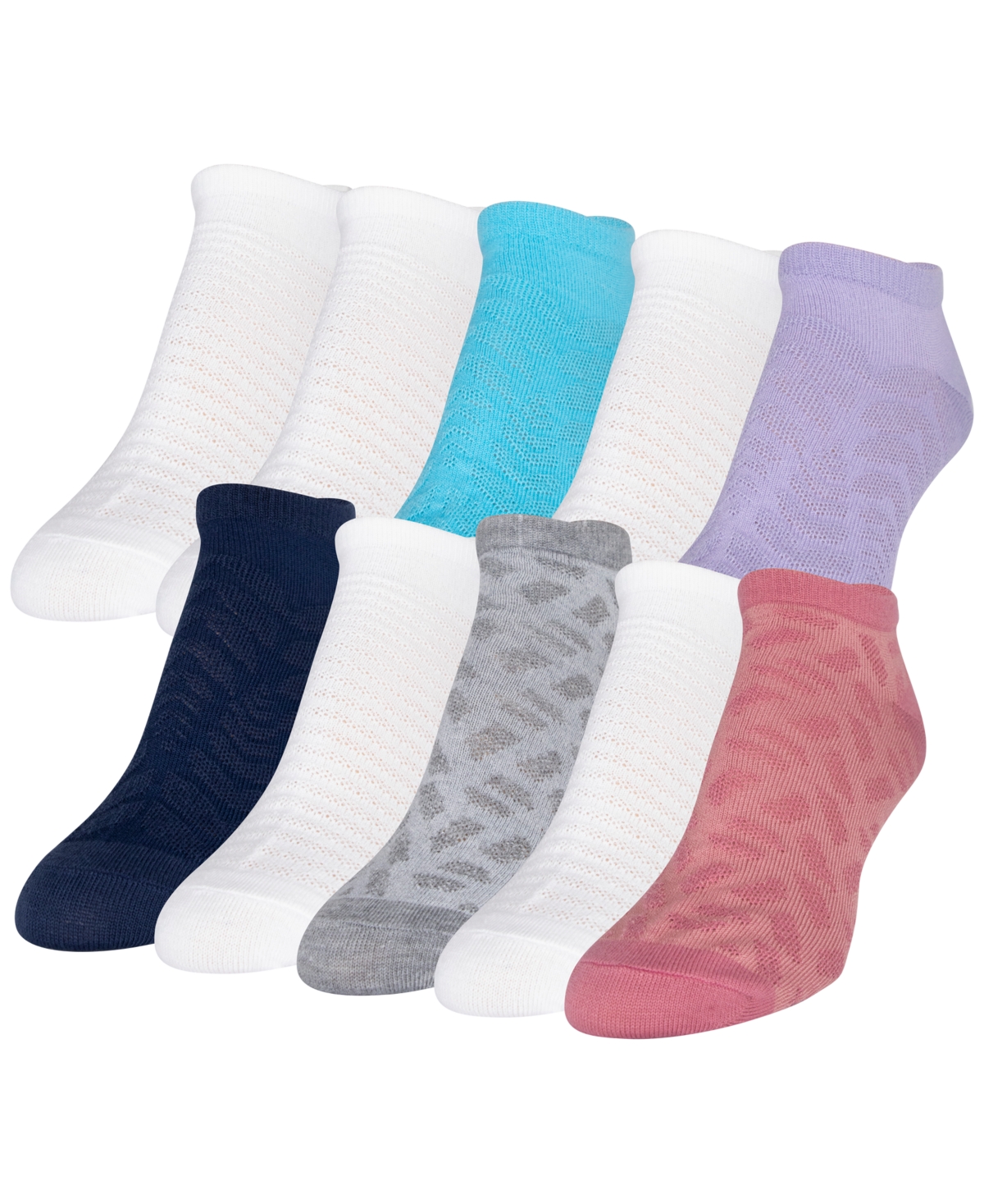 Women's 10-Pack Casual Lightweight With Mesh No-Show Socks - White