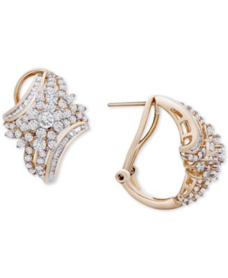 diamond cluster hoop earrings