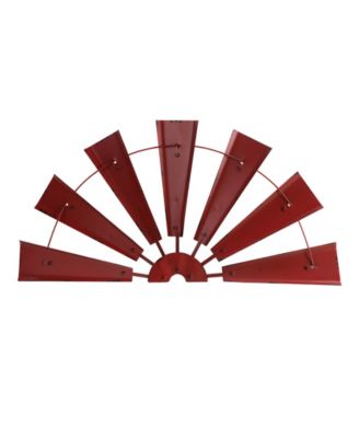 Glitzhome 32 in. L Vintage Red Half Wind Spinner Wall Decor