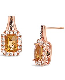 Cinnamon Citrine (2 ct. t.w.) & Diamond (5/8 ct. t.w.) Stud Earrings in 14k Rose Gold