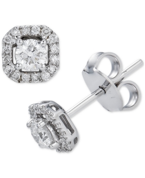 image of Diamond Square Halo Stud Earrings (3/8 ct. t.w.) in 14k White Gold