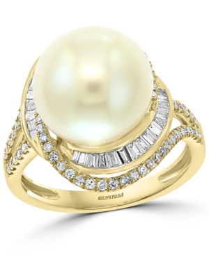 image of Effy Cultured Freshwater Pearl (12mm) & Diamond (1/2 ct. t.w.) Ring in 14k Gold
