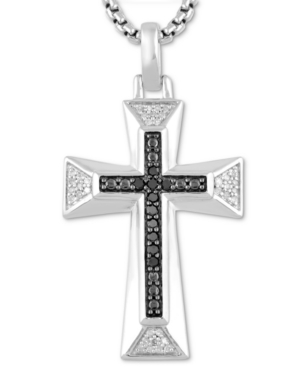 image of Men-s Black & White Diamond Cross 22