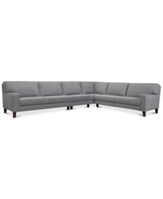 CLOSEOUT! Sandrew 4-Pc. Fabric Sectional with 2 Power Foot Rests, Created for Macy's