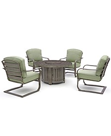 Tara 5-Pc. Round Fire Pit Chat Set (1 Fire Pit & 4 C-Spring Chairs), Created for Macy's 