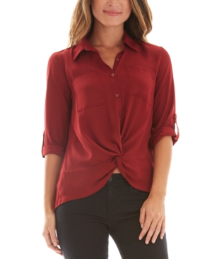 image of Bcx Juniors- Twist-Detail Button-Front Shirt