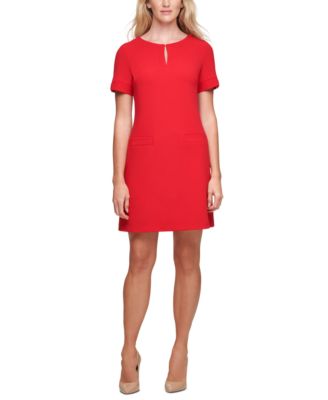 tommy hilfiger scuba crepe grommet top pocket dress