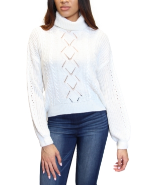 image of Crave Fame Juniors- Cable-Knit Turtleneck Sweater