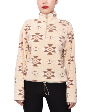 image of Planet Gold Juniors- Printed Half-Zip Fleece Top