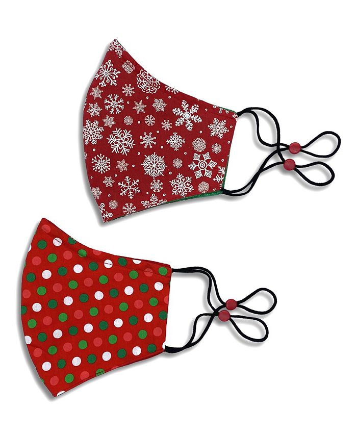 Calabrum Adult Cotton Reversible Snowflake Cone Face Mask, 2 Pack Macy's