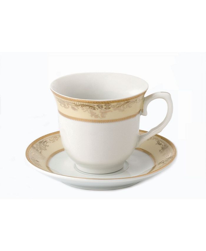 Lorren Home Trends Floral 8 Piece 8oz Tea or Coffee Cup and Saucer Set ...