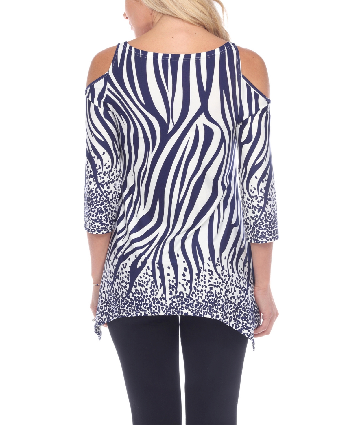 Mark Women's Printed Cold Shoulder Tunic Top - White