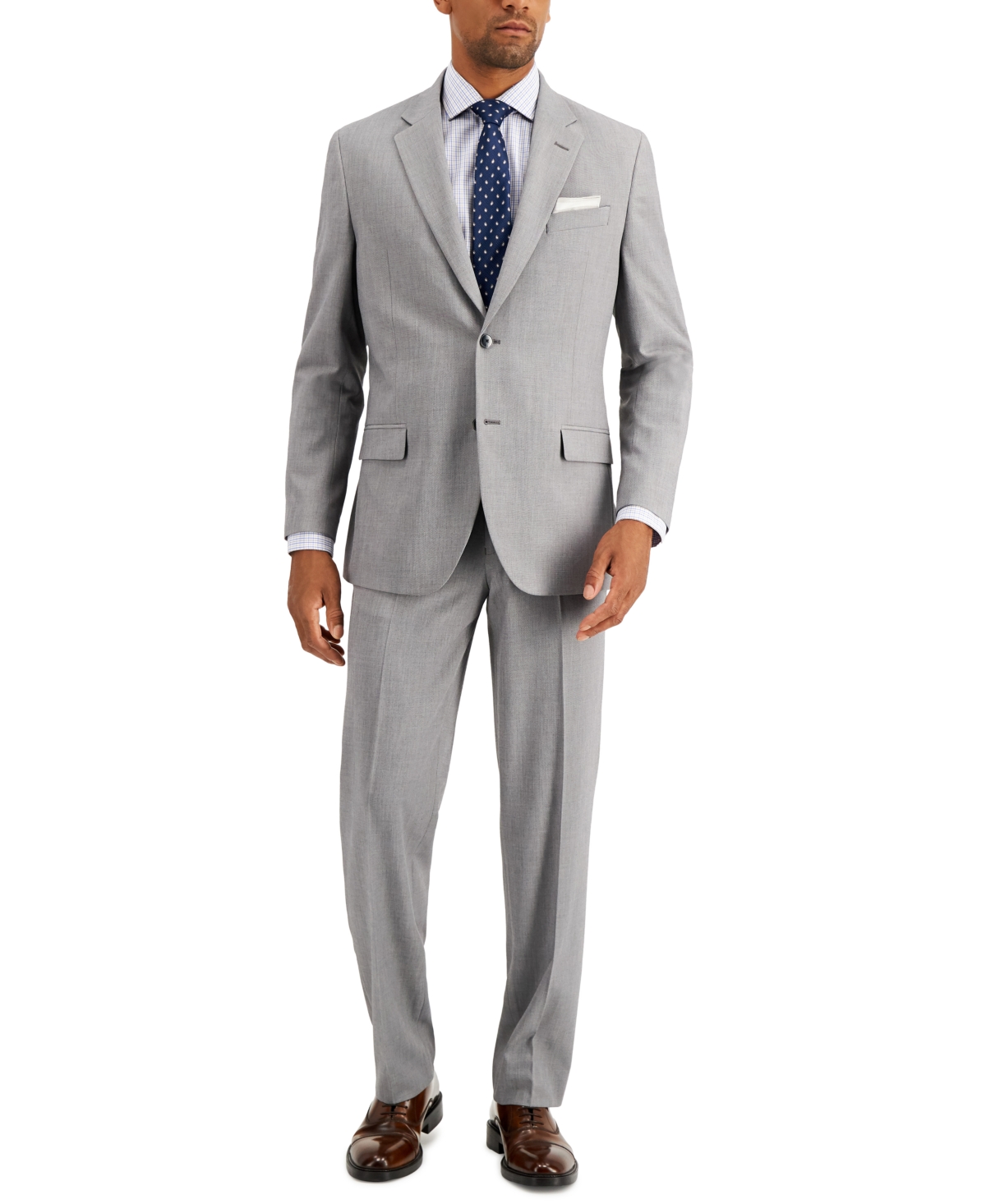 Nautica Men's Modern Fit Suit Lt Gray Sharkskin - Size: 42 Long
