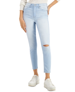 image of Celebrity Pink Juniors- High Rise Ripped Skinny Ankle Jeans