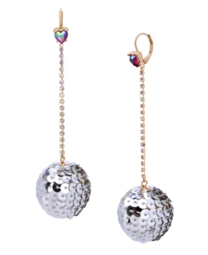 image of Betsey Johnson Sequin Ball Linear Earrings