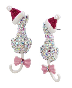 image of Betsey Johnson Festive Pave Cat Earrings