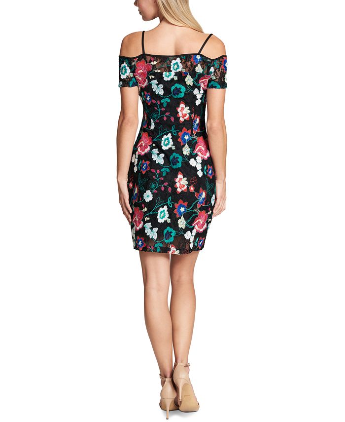 GUESS Cold-Shoulder Embroidered Lace Dress & Reviews - Dresses - Women - Macy's
