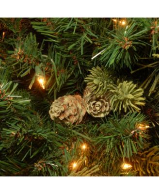 National Tree Company National Tree 12' Carolina Pine Slim Wrapped Tree with  Flocked Cones & Clear Lights
