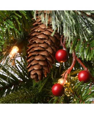 National Tree 9'x10" "Feel Real" Colonial Garland with Berries, Cones and 50 Clear Lights