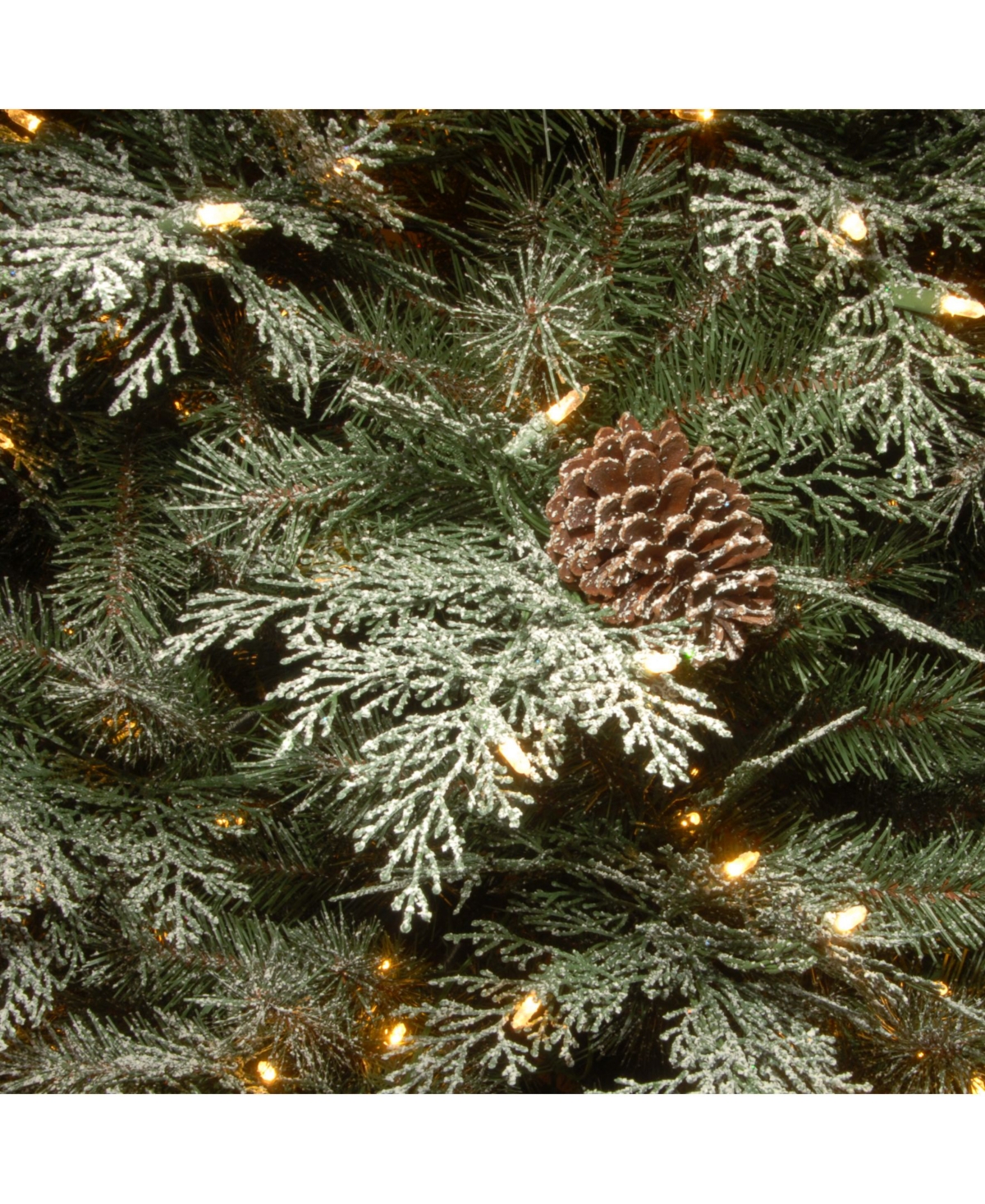 National Tree Company Feel Real Frosted Mountain Spruce Entrance Tree in Silver Urn w Clear Lights