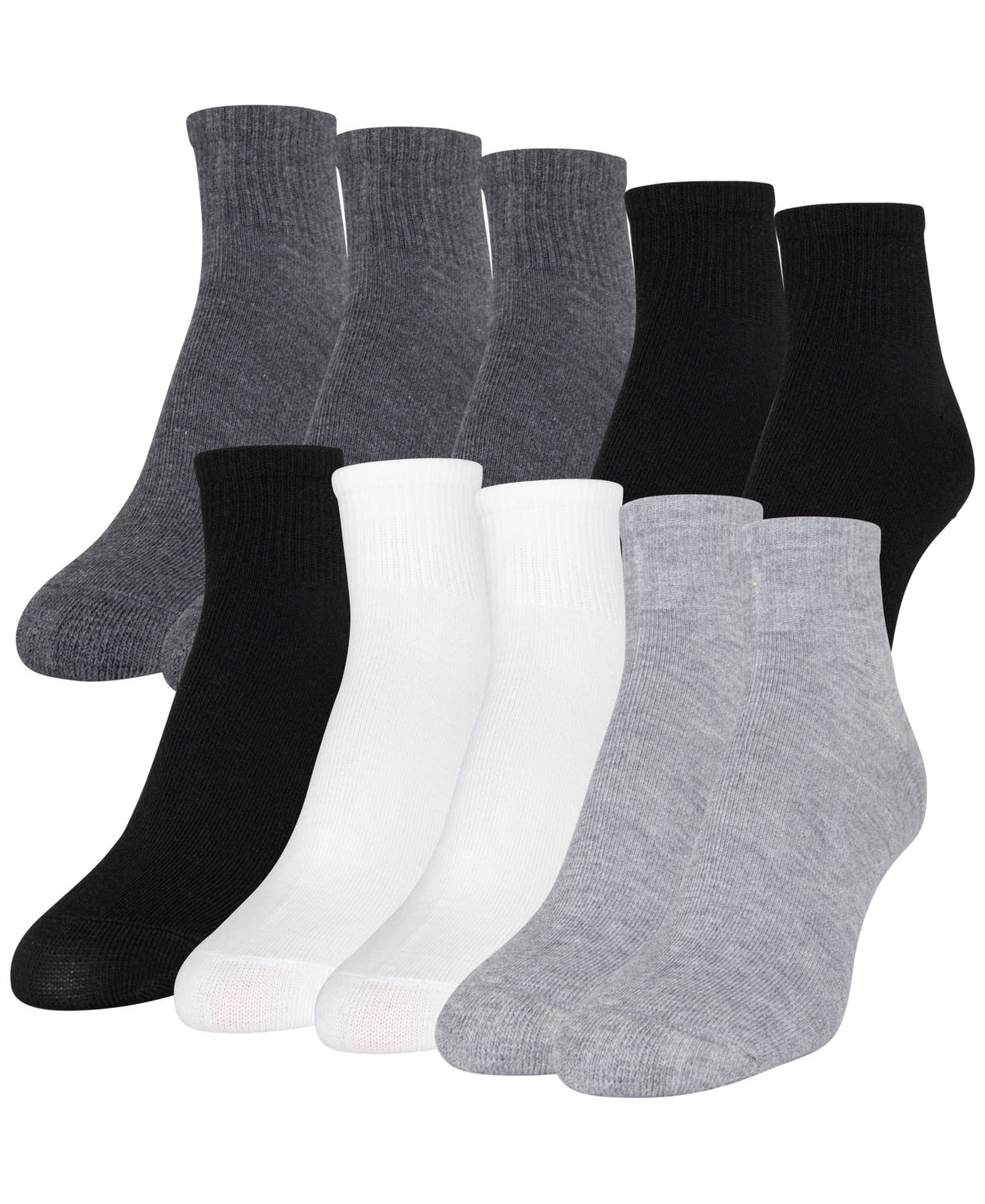 Women's 10-Pack Casual Cushion Heel And Toe Ankle Socks - Grey Heather