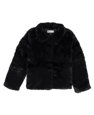 macy's black faux fur jacket