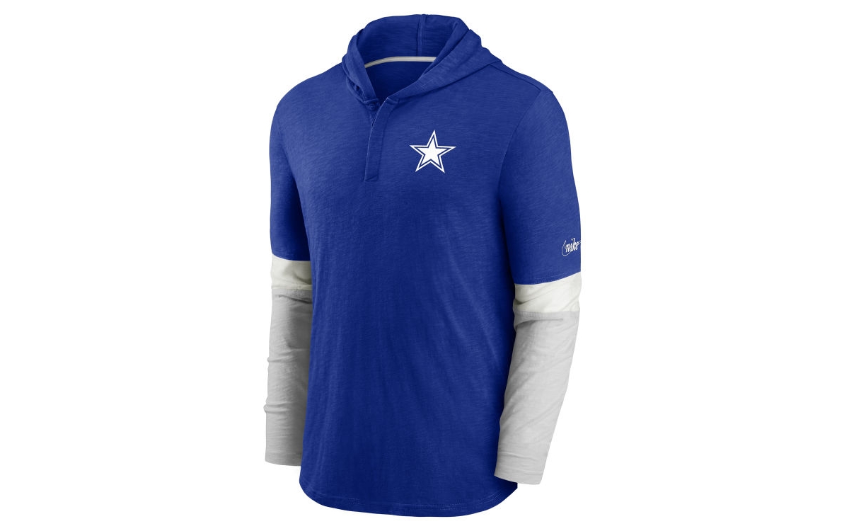 Nike Dallas Cowboys Men's Historic Long Sleeve Hooded Henley Shirt