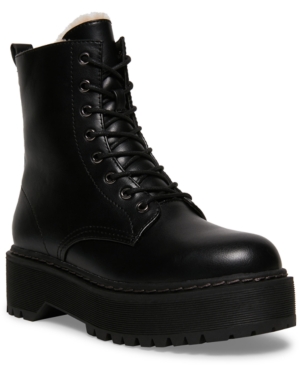 image of Steve Madden Women-s Betty-f Faux-Fur Combat Boots