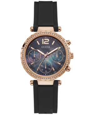 image of Guess Women-s Black Silicone Strap Watch 37mm