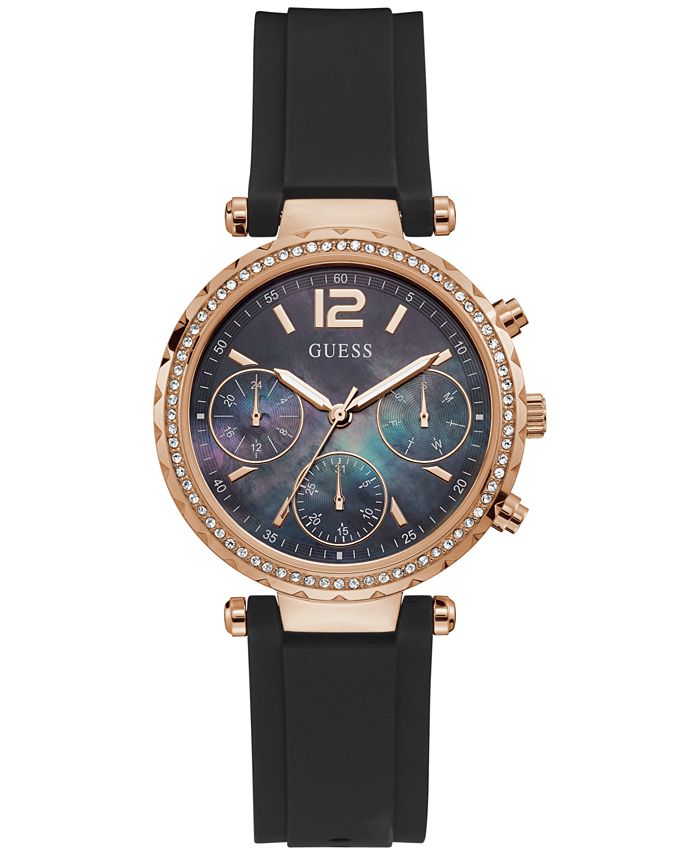 GUESS Women's Black Silicone Strap Watch 37mm Macy's