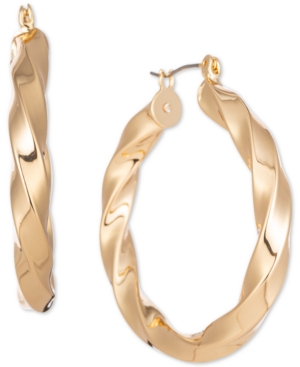 image of Charter Club Gold-Tone Spiral Medium Hoop Earrings, 1.55