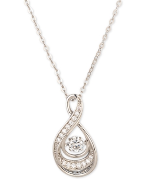 image of Charter Club Silver-Tone Pave Twisted Pendant Necklace, 17
