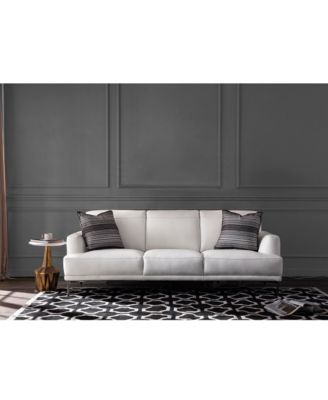 Michola Mid-Century Leather Sofa in White