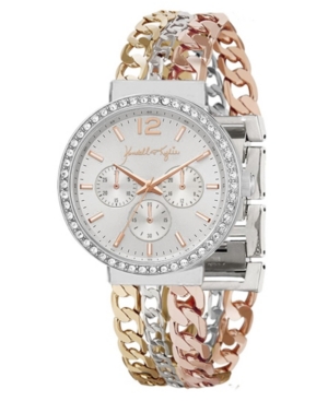 image of Women-s Kendall + Kylie Triple Link Mixed Gold Tone, Silver Tone and Rose Gold Tone Stainless Steel Strap Analog Watch 40mm