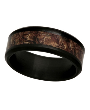image of Macy-s Men-s Camo Inlay Stainless Steel Wedding Band