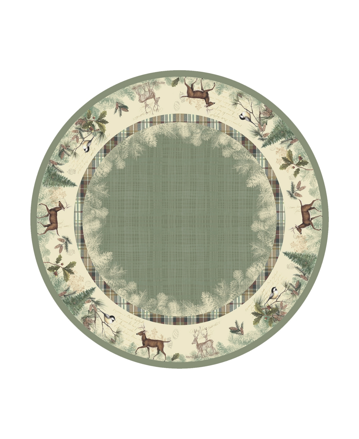 Laural Home Woodland Forest Table Cloth 70 Round - Green Brown And Tan