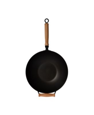 Professional Series 14" Carbon Steel Nonstick Wok Set with Lid and Maple Handles, 10 Pieces