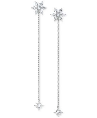 Swarovski - Silver-Tone Crystal Star Linear Drop Earring Jackets