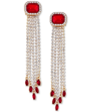 image of Guess Gold-Tone Stone & Crystal Multi-Chain Drop Earrings