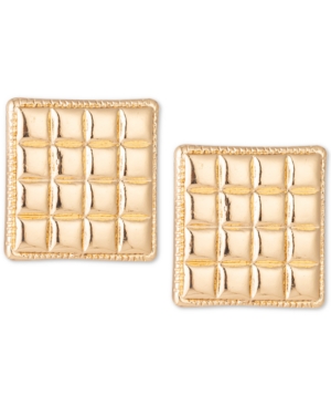 image of Charter Club Gold-Tone Check Square Stud Earrings, Created for Macy-s