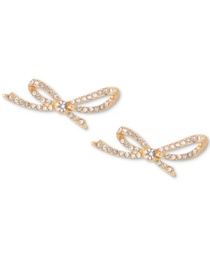 image of Charter Club Gold-Tone Crystal Pave Bow Earrings, Created for Macy-s