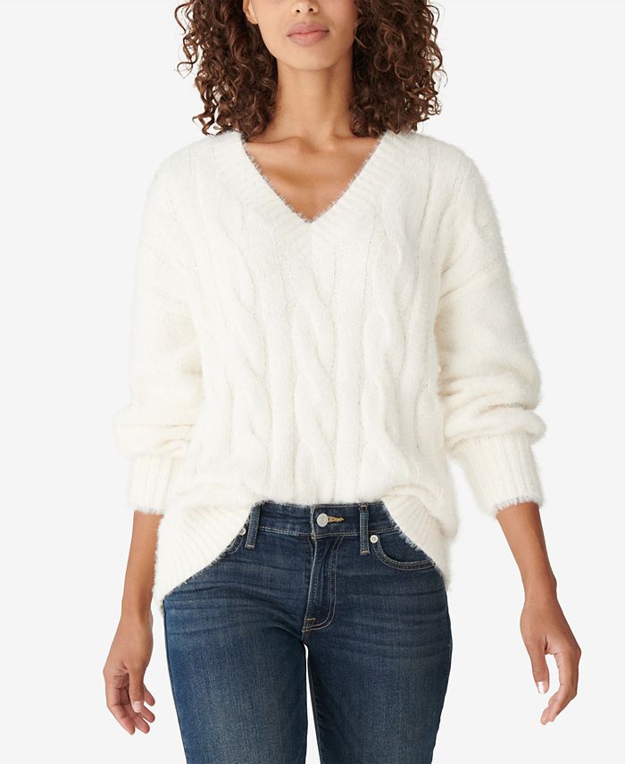 Lucky Brand Cable-Knit Eyelash Sweater - Macy's