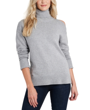 Image of 1.state Cold-Shoulder Cuffed Turtleneck Sweater